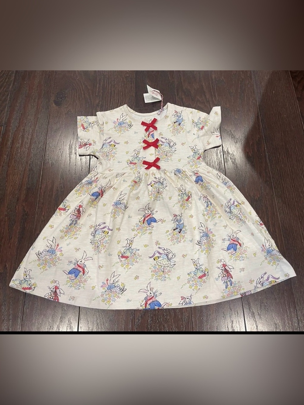Cath Kidston Kids Dress Cream Bunny Girls Size 3-4 Years NEW